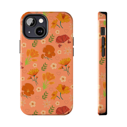 Coque de téléphone résistante Coral Peach Meadow pour iPhone et Samsung Galaxy