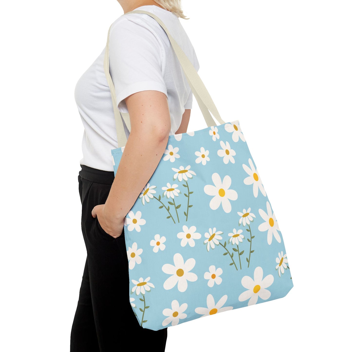 Sky Blue Daisy Tote Bag