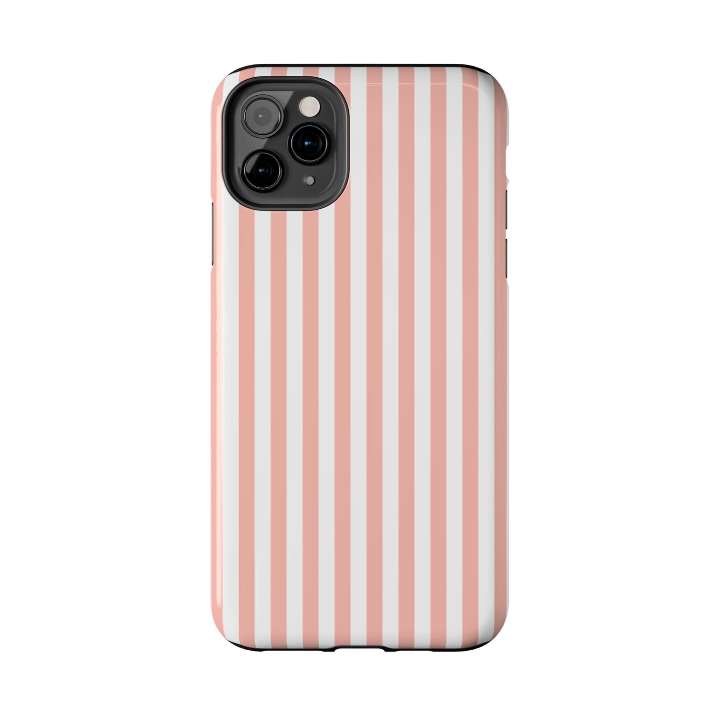 Coral Pink Stripes Tough Phone Case for iPhone and Samsung Galaxy