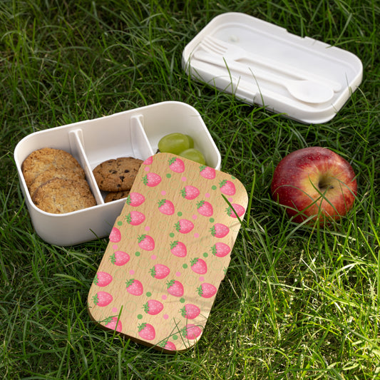 Pink Strawberry Bubbles Bento Lunch Box Cute Food Container Summer Lunchbox Spring Food Storage Container