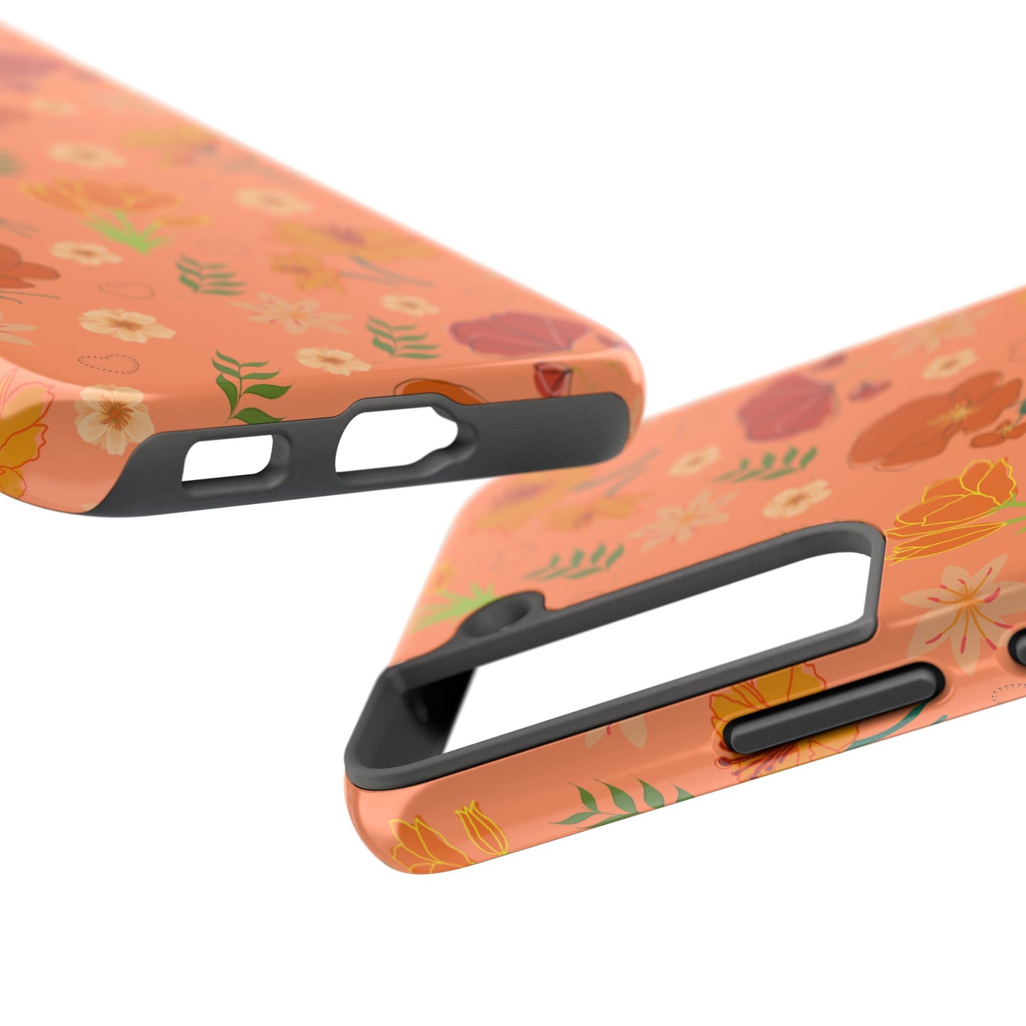 Coque de téléphone résistante Coral Peach Meadow pour iPhone et Samsung Galaxy