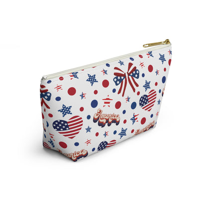 America's Sweetheart and Bows Accessory Pouch with T-bottom Pouch for Makeup Small Bag for School Supplies Cute Summer Zipper Pouch