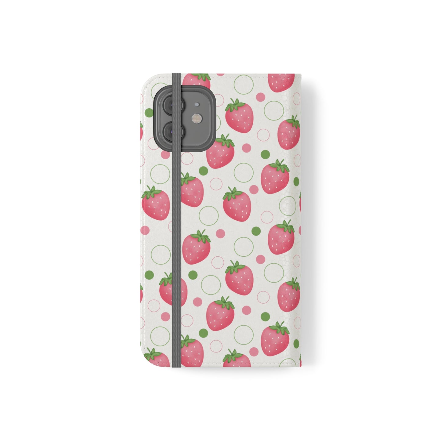 Pink Strawberry Bubbles Flip Phone Case Cover with Pockets - Phone Case - Kristine Celestine