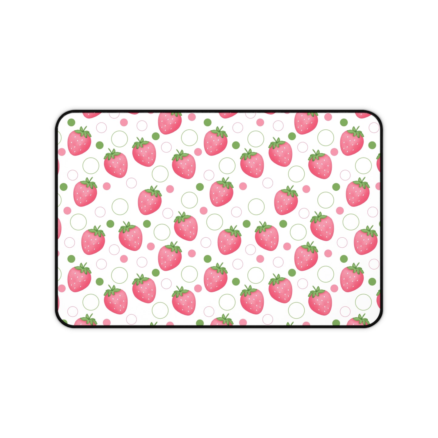 Pink Strawberry Bubbles Desk Mat Computer Mat