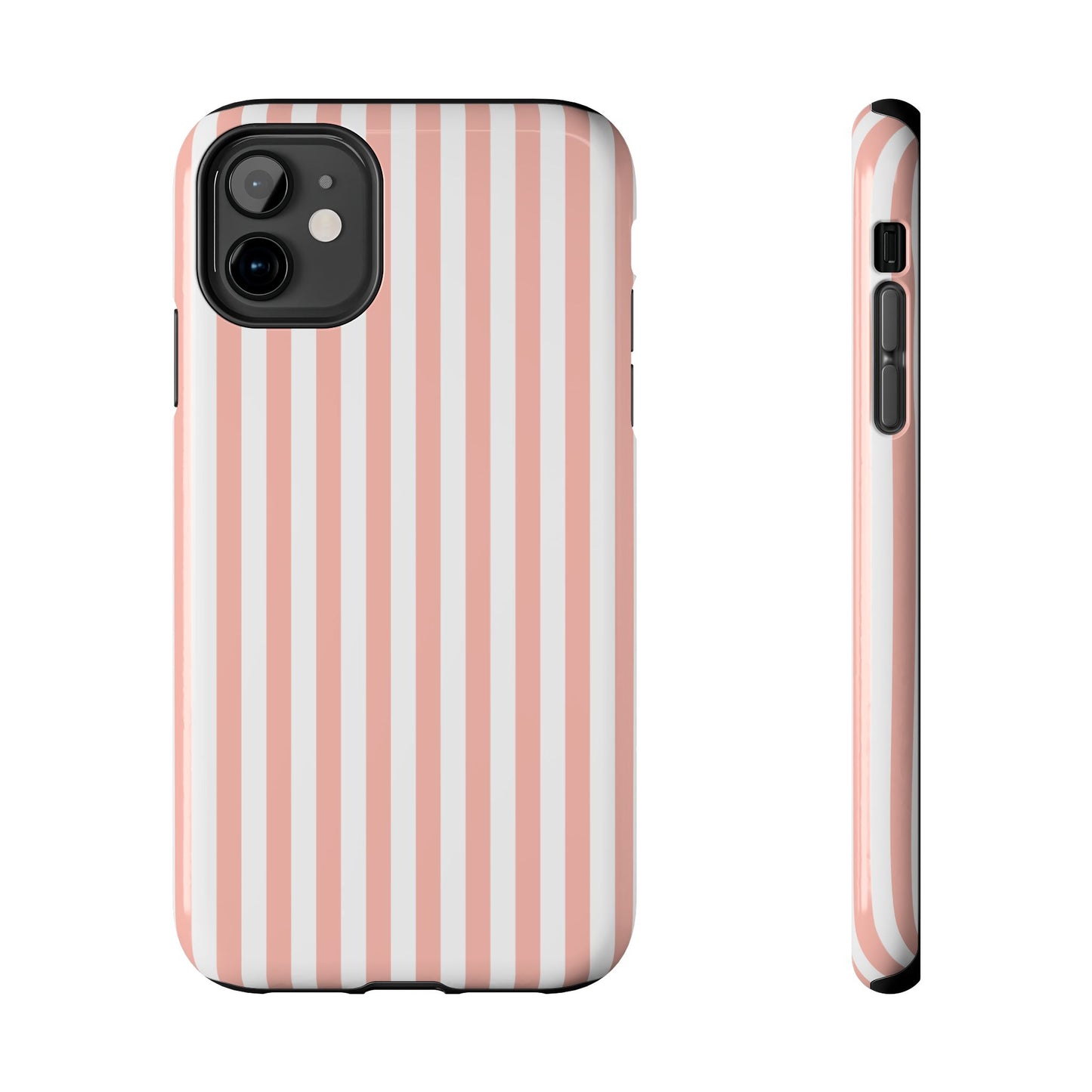 Coral Pink Stripes Tough Phone Case for iPhone and Samsung Galaxy