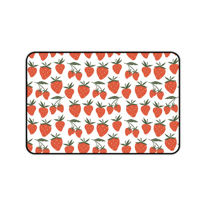 Tropical Strawberry Desk Mat Fruity Red Strawberries Computer Mat