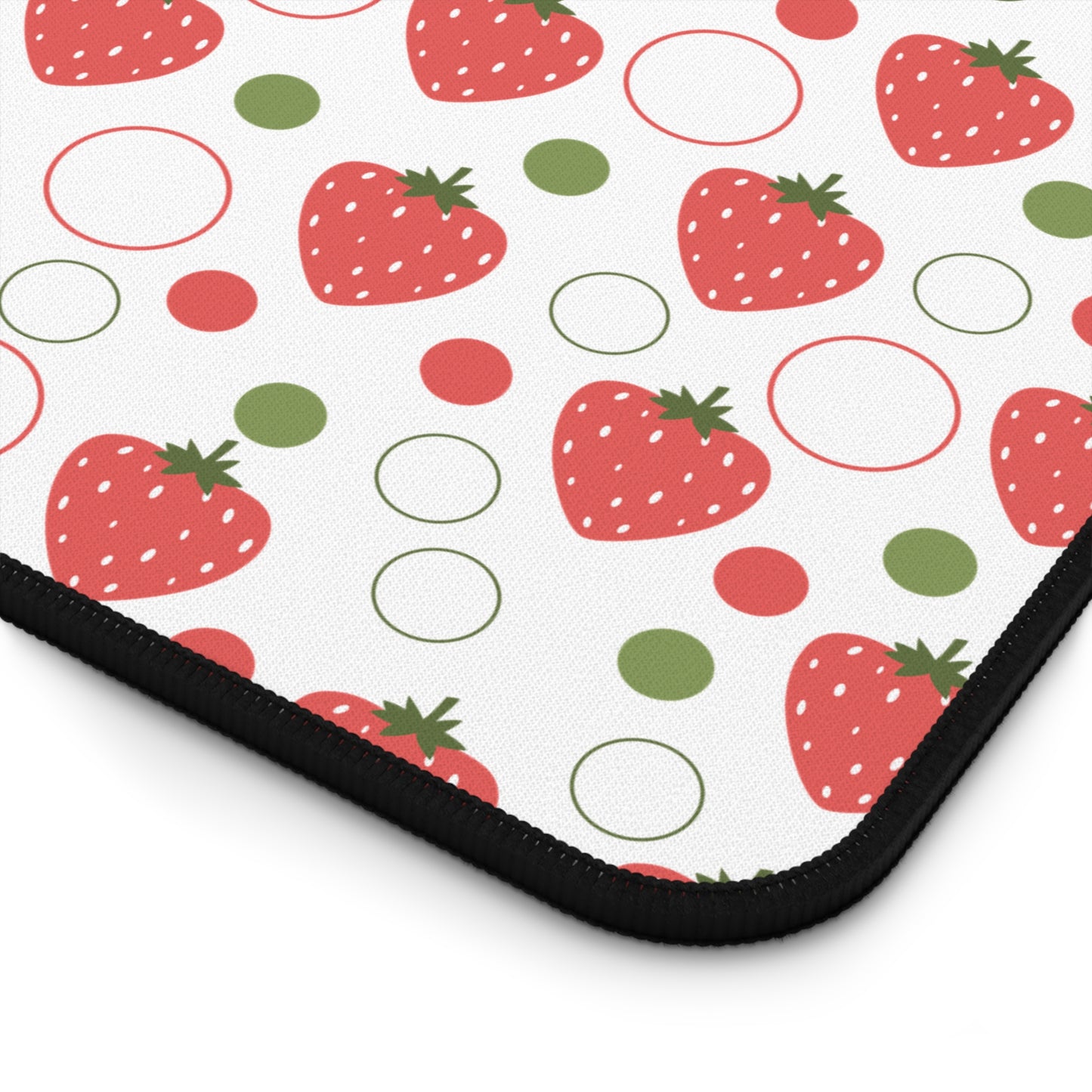 Red Strawberry Bubbles Desk Mat Fruity Red Strawberries Computer Mat