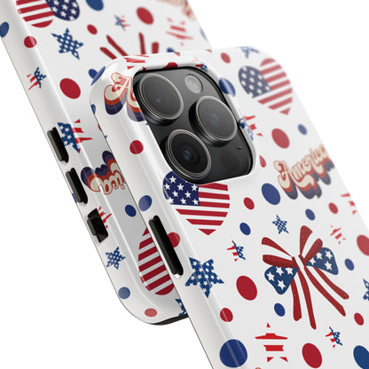 Coque de téléphone robuste America's Sweetheart and Bows pour iPhone et Samsung Galaxy