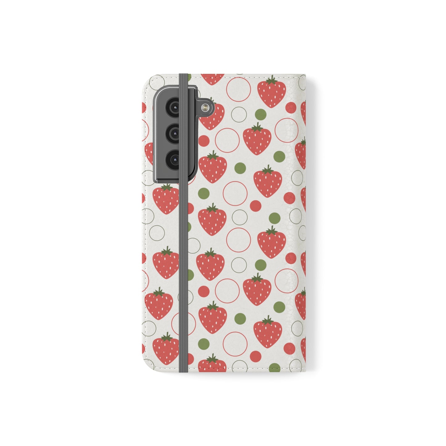 Red Strawberry Bubbles Flip Phone Case Cover with Pockets - Phone Case - Kristine Celestine