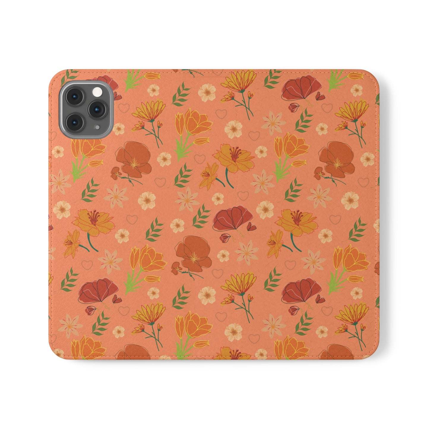 Coral Peach Meadow Flip Phone Case Cover with Pockets - Phone Case - Kristine Celestine