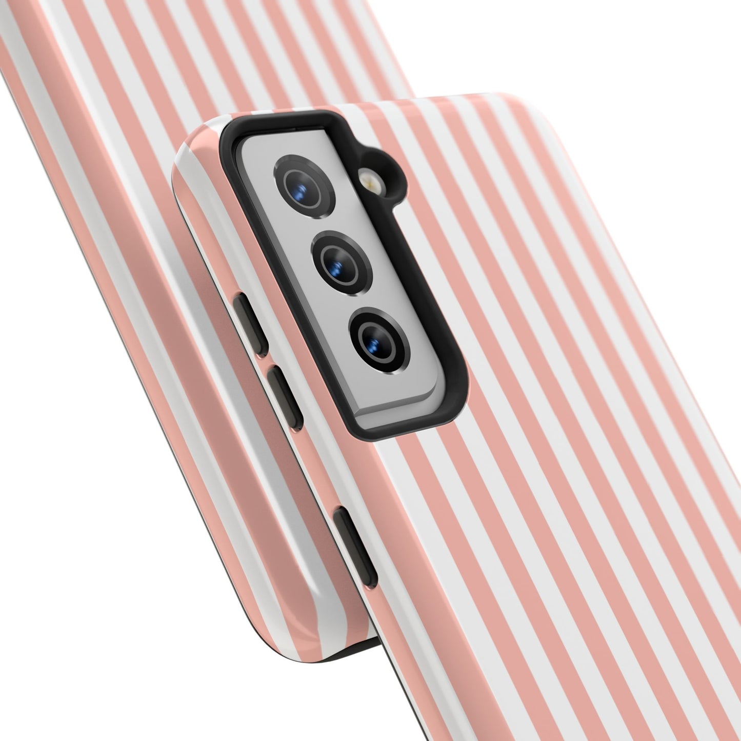 Coral Pink Stripes Tough Phone Case for iPhone and Samsung Galaxy