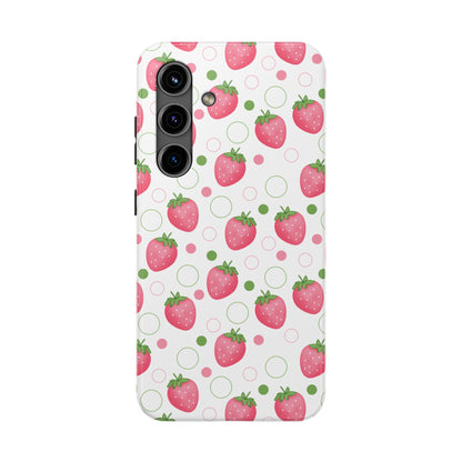 Pink Strawberry Bubbles Tough Phone Case for iPhone and Samsung Galaxy