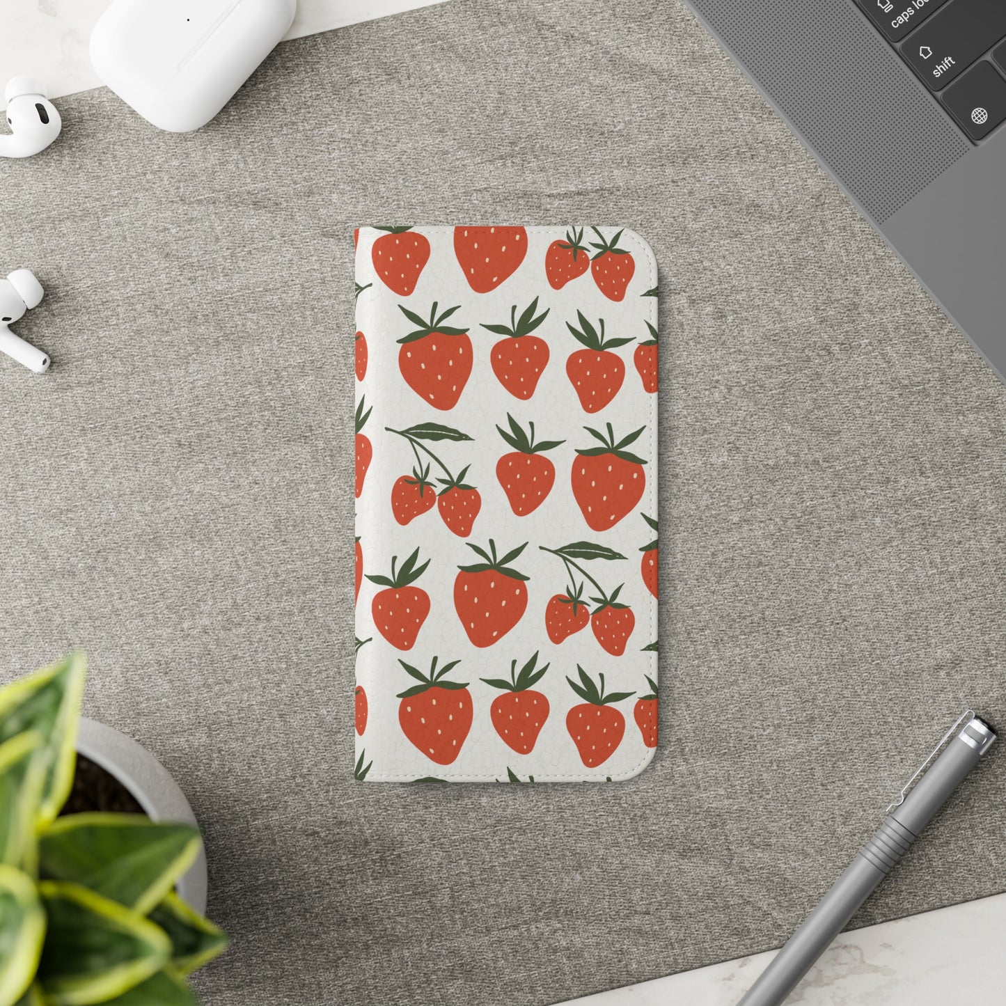 Tropical Strawberry Flip Phone Case Cover with Pockets - Phone Case - Kristine Celestine