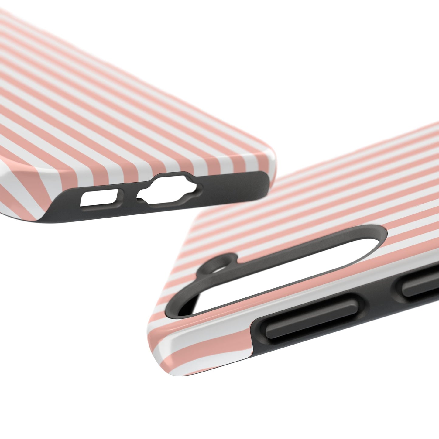 Coral Pink Stripes Tough Phone Case for iPhone and Samsung Galaxy