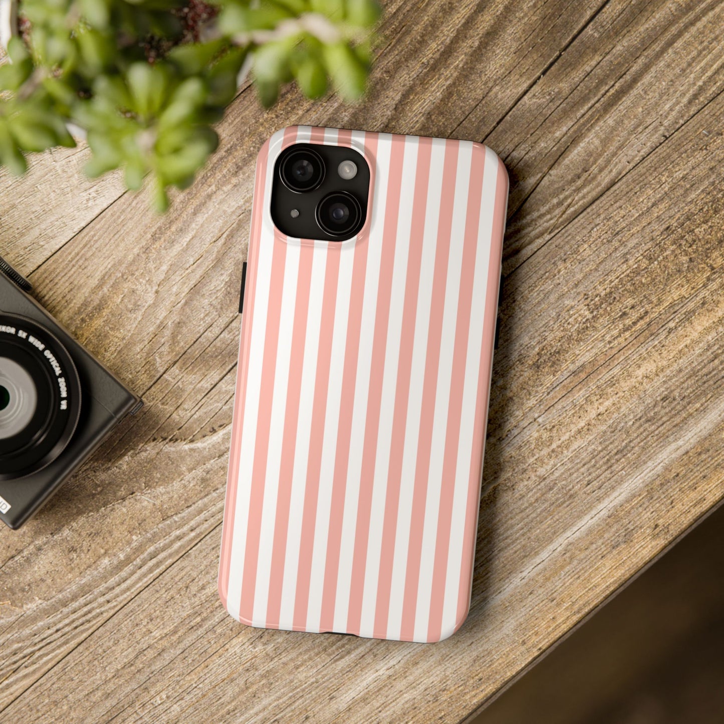 Coral Pink Stripes Tough Phone Case for iPhone and Samsung Galaxy