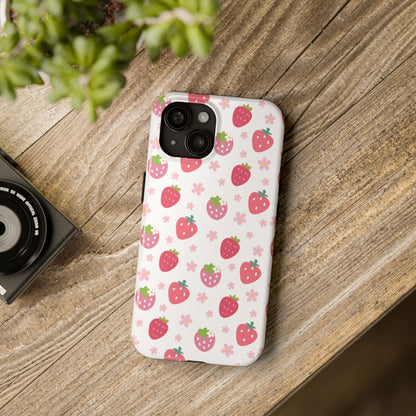 Strawberries and Daisies Tough Phone Case for iPhone and Samsung Galaxy