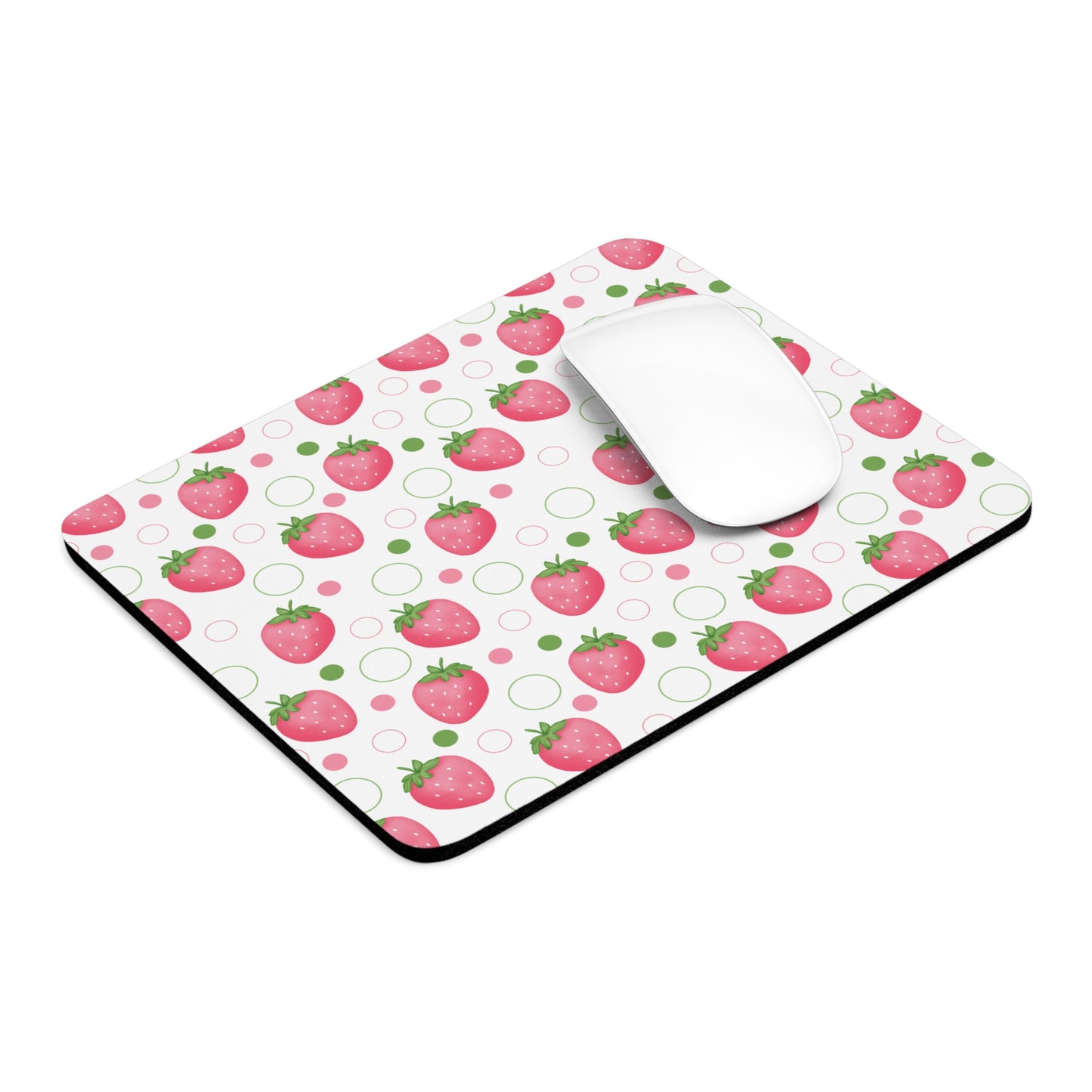 Pink Strawberry Bubbles Mousepad Summer Strawberries Desk Mat