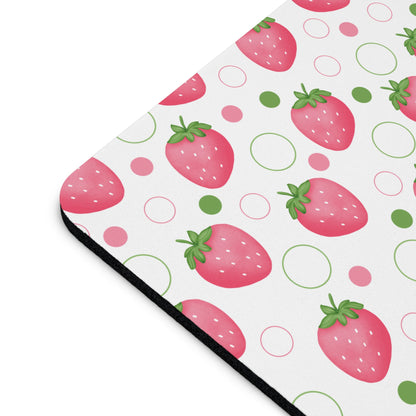 Pink Strawberry Bubbles Mousepad Summer Strawberries Desk Mat