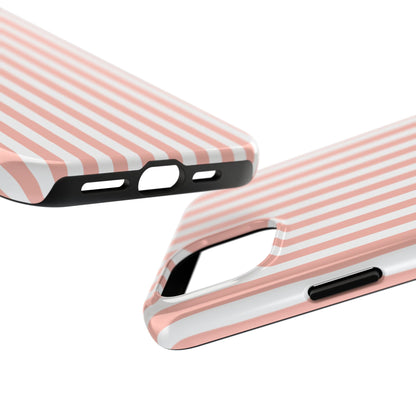 Coral Pink Stripes Tough Phone Case for iPhone and Samsung Galaxy