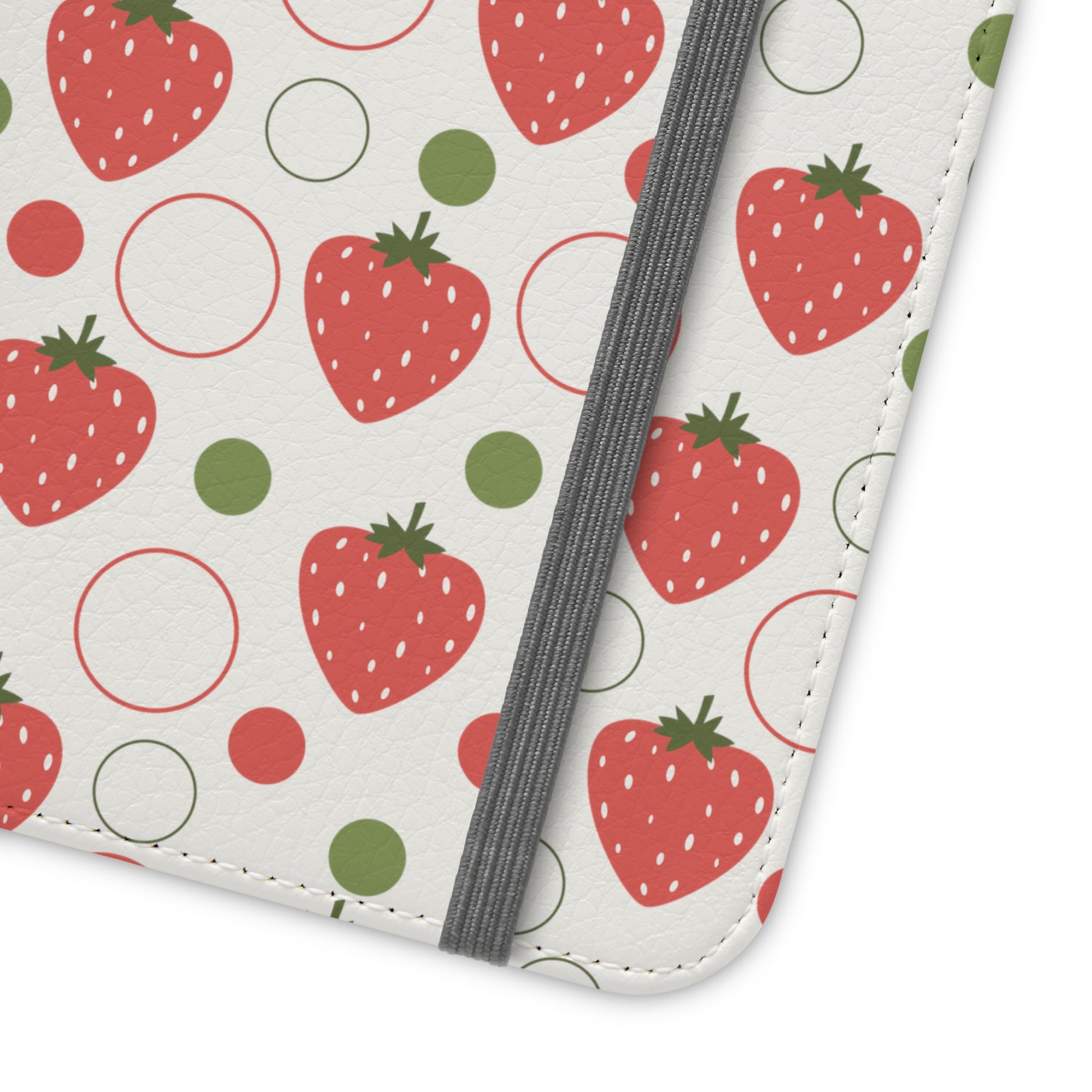 Red Strawberry Bubbles Flip Phone Case Cover with Pockets - Phone Case - Kristine Celestine