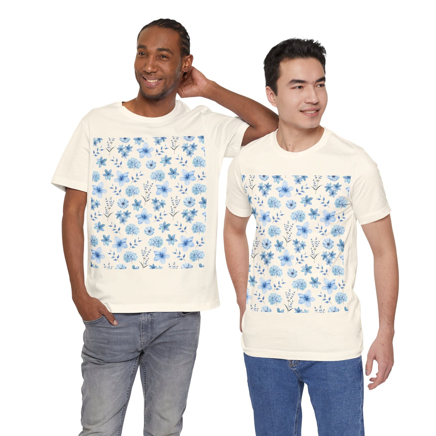 Snowy Blue Flowers Unisex Shirt - T - Shirt - Printify - Kristine Celestine