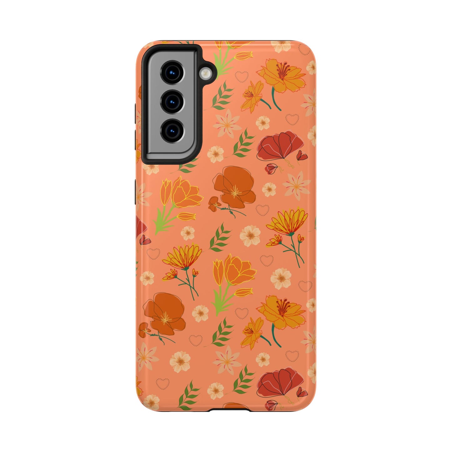 Coque de téléphone résistante Coral Peach Meadow pour iPhone et Samsung Galaxy