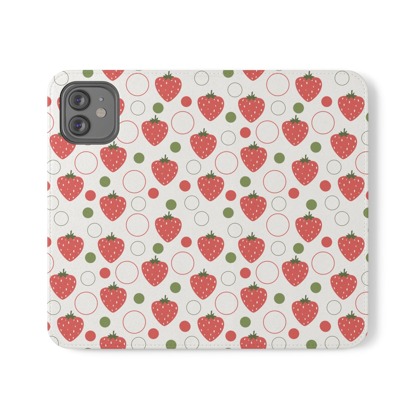 Red Strawberry Bubbles Flip Phone Case Cover with Pockets - Phone Case - Kristine Celestine