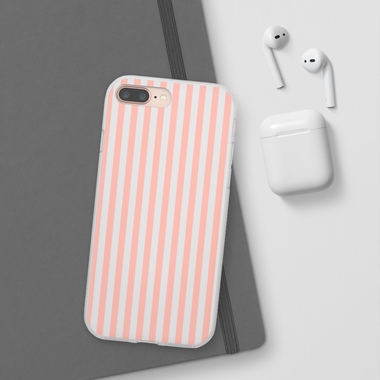 Coral Pink Stripes Flexible Phone Case iPhone Case Samsung Galaxy - Phone Case - Kristine Celestine