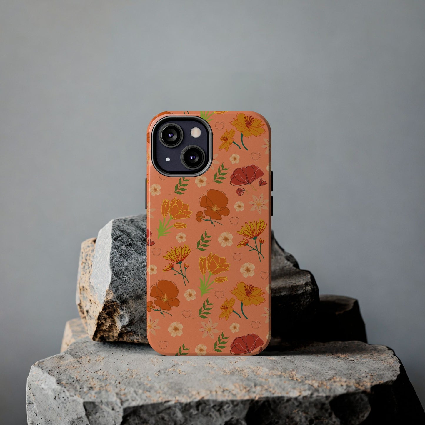 Coque de téléphone résistante Coral Peach Meadow pour iPhone et Samsung Galaxy