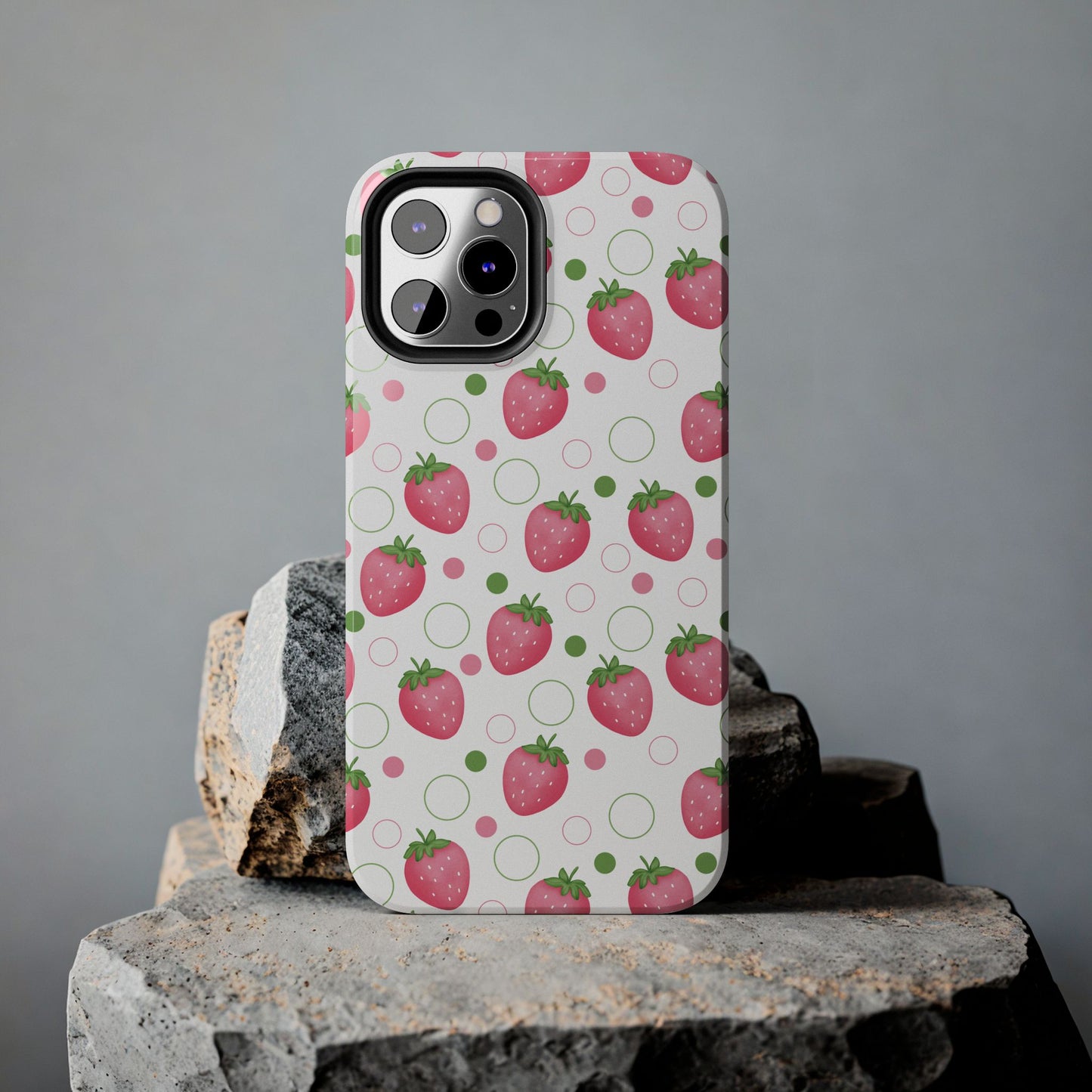 Pink Strawberry Bubbles Tough Phone Case for iPhone and Samsung Galaxy