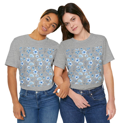 Snowy Blue Flowers Unisex Shirt - T - Shirt - Printify - Kristine Celestine