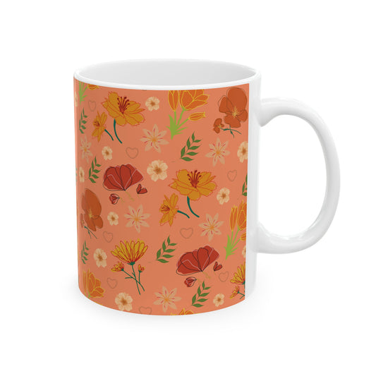 Coral Peach Meadow Mug Ceramic Coffee Mug Sturdy Cup with Handle Tea Mug Hot Drink Cup