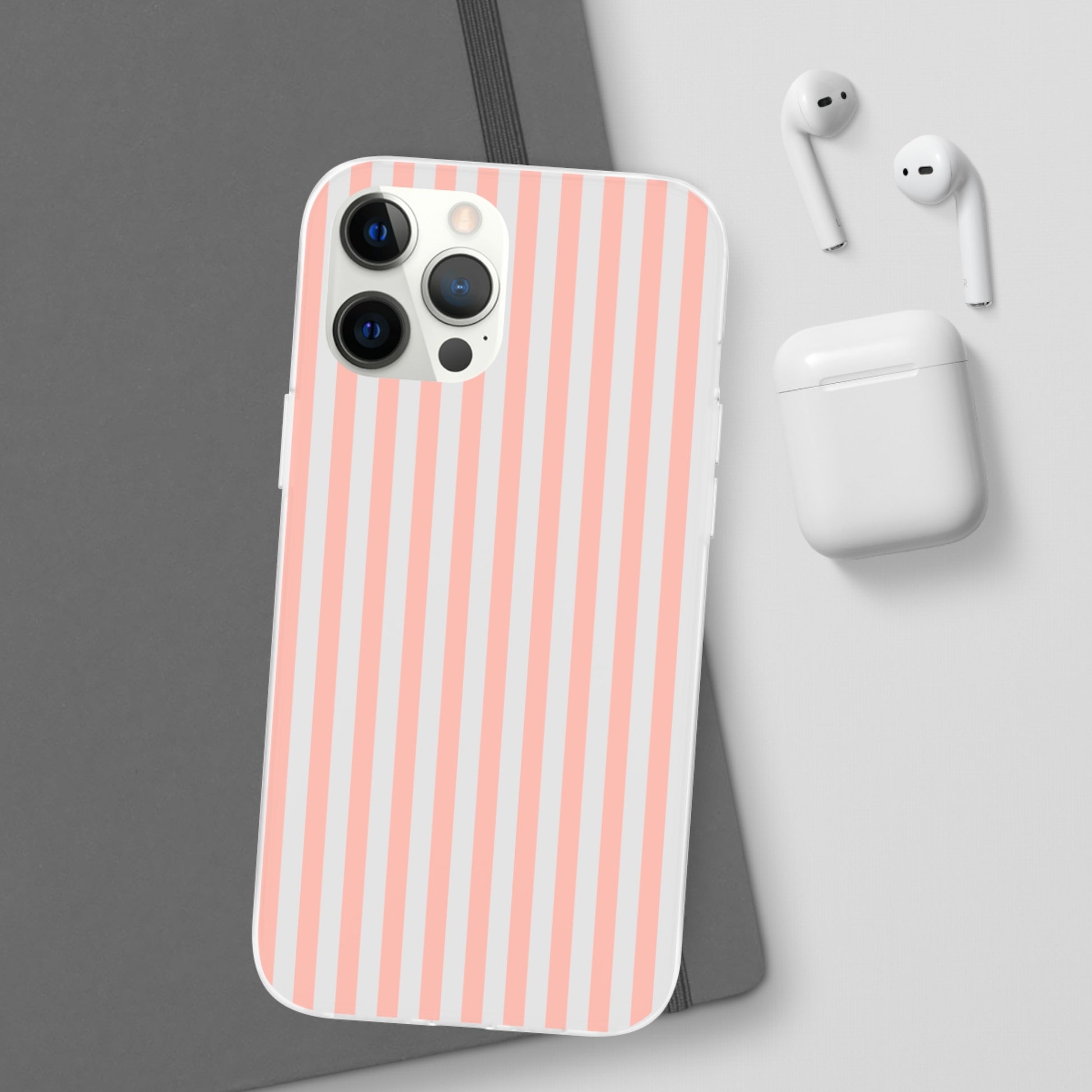 Coral Pink Stripes Flexible Phone Case iPhone Case Samsung Galaxy - Phone Case - Kristine Celestine