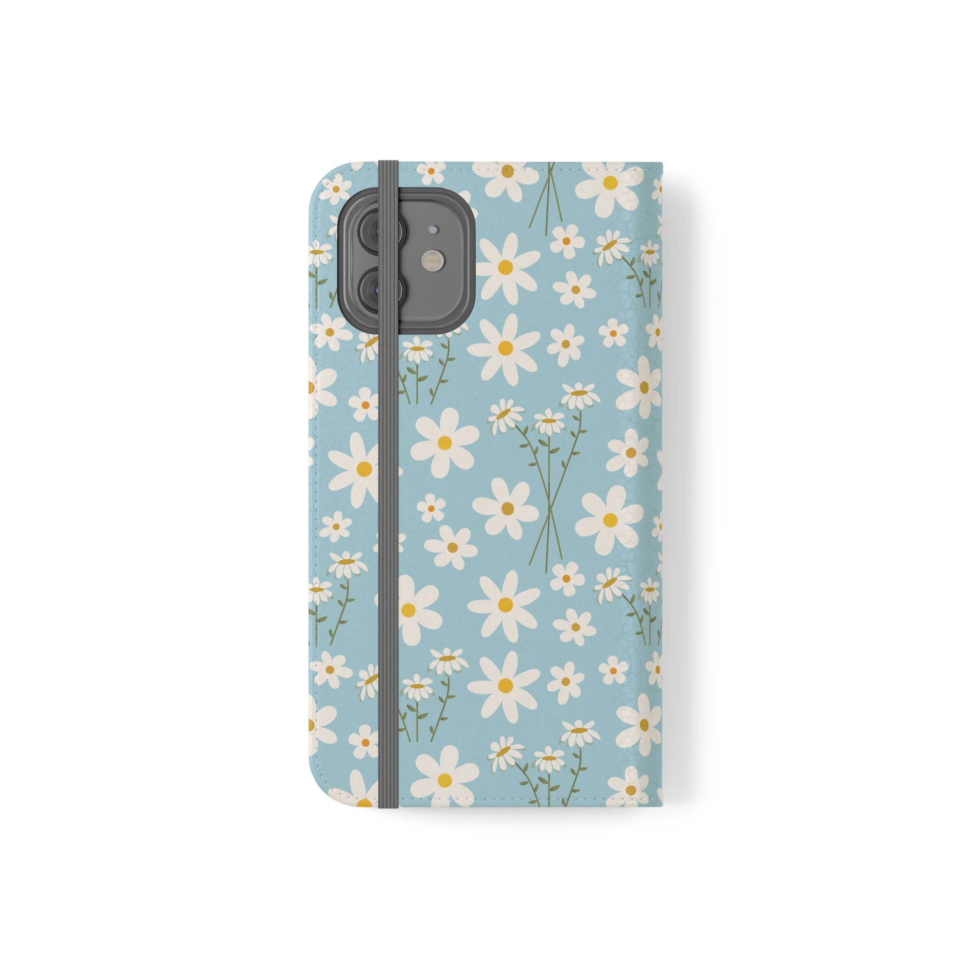 Sky Blue Daisy Flip Phone Case Cover with Pockets - Phone Case - Kristine Celestine