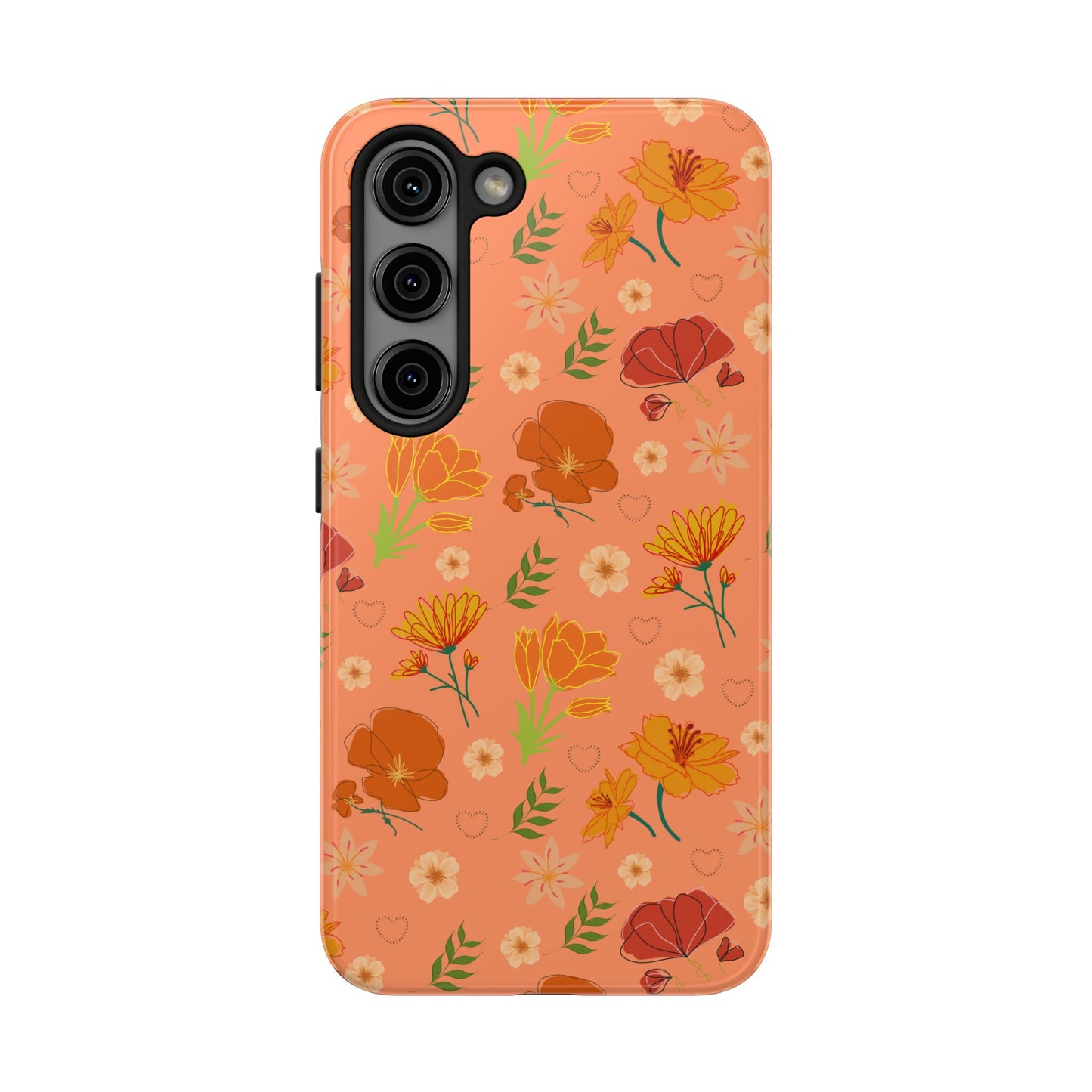 Coque de téléphone résistante Coral Peach Meadow pour iPhone et Samsung Galaxy