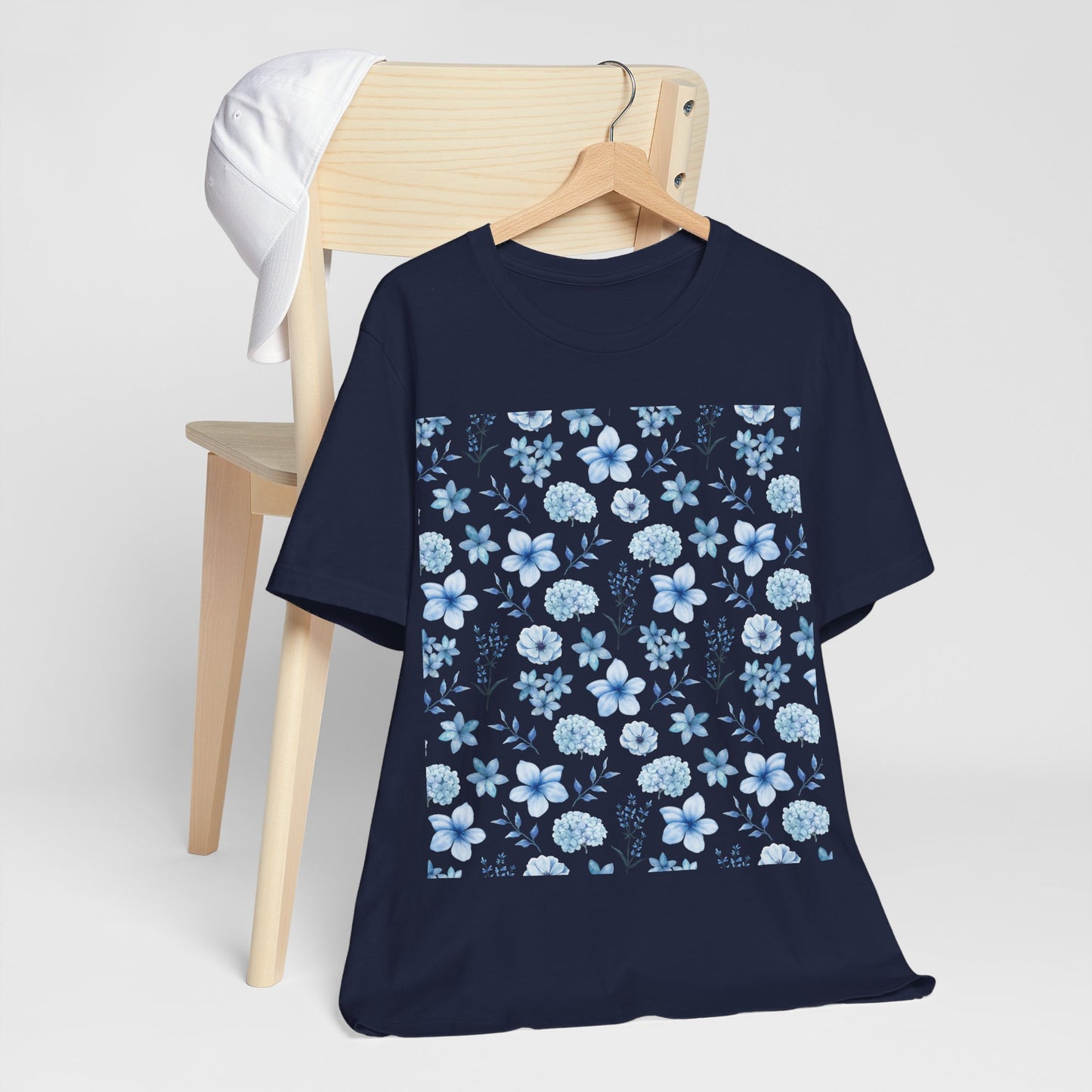 Snowy Blue Flowers T-Shirt