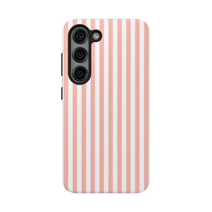 Coral Pink Stripes Tough Phone Case for iPhone and Samsung Galaxy