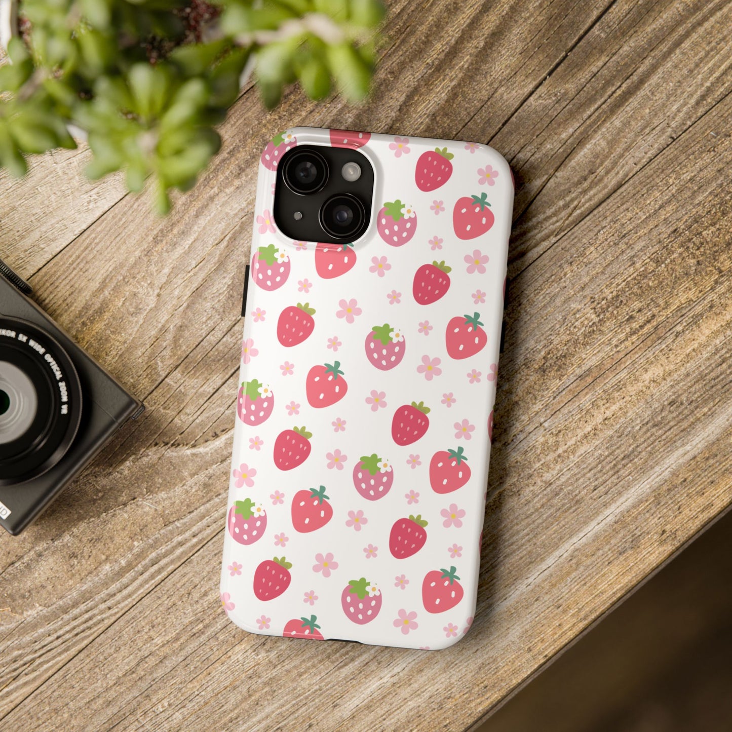 Strawberries and Daisies Tough Phone Case for iPhone and Samsung Galaxy