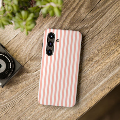 Coral Pink Stripes Tough Phone Case for iPhone and Samsung Galaxy