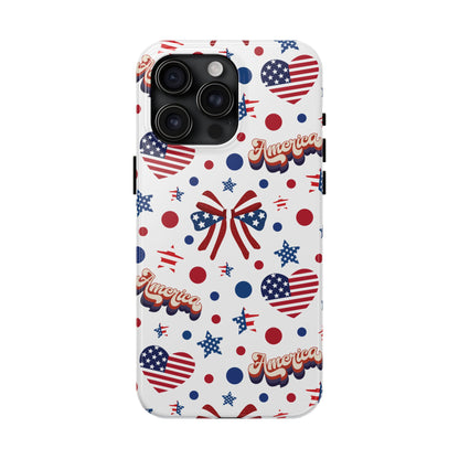 Coque de téléphone robuste America's Sweetheart and Bows pour iPhone et Samsung Galaxy