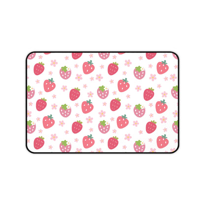 Strawberries and Daisies Desk Mat