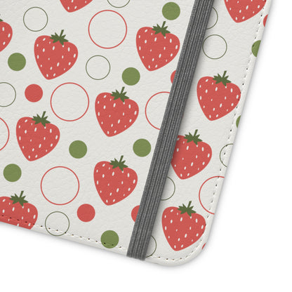 Red Strawberry Bubbles Flip Phone Case Cover with Pockets - Phone Case - Printify - Kristine Celestine