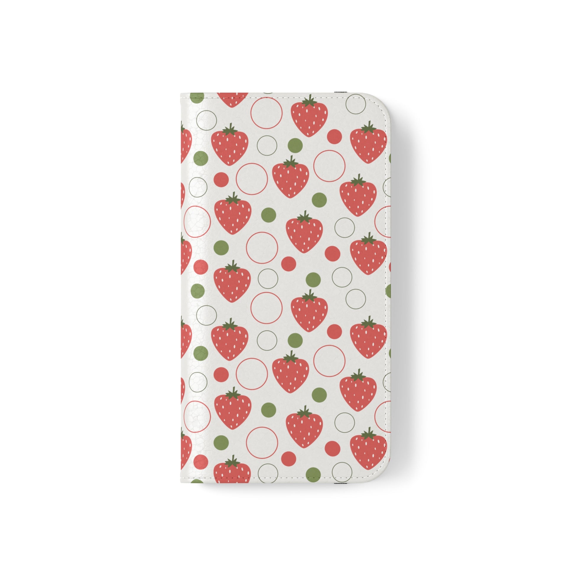 Red Strawberry Bubbles Flip Phone Case Cover with Pockets - Phone Case - Printify - Kristine Celestine