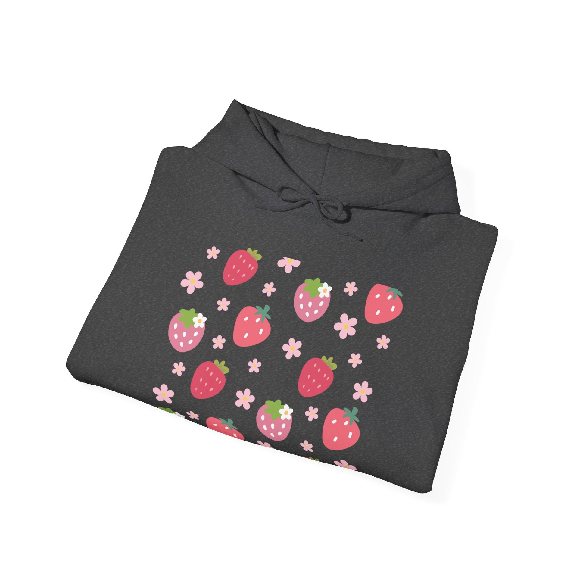 Strawberries and Daisies Hoodie Cute Strawberry Fruit Hooded Sweatshirt Pink and Red Strawberry Daisy - Hoodie - Kristine Celestine