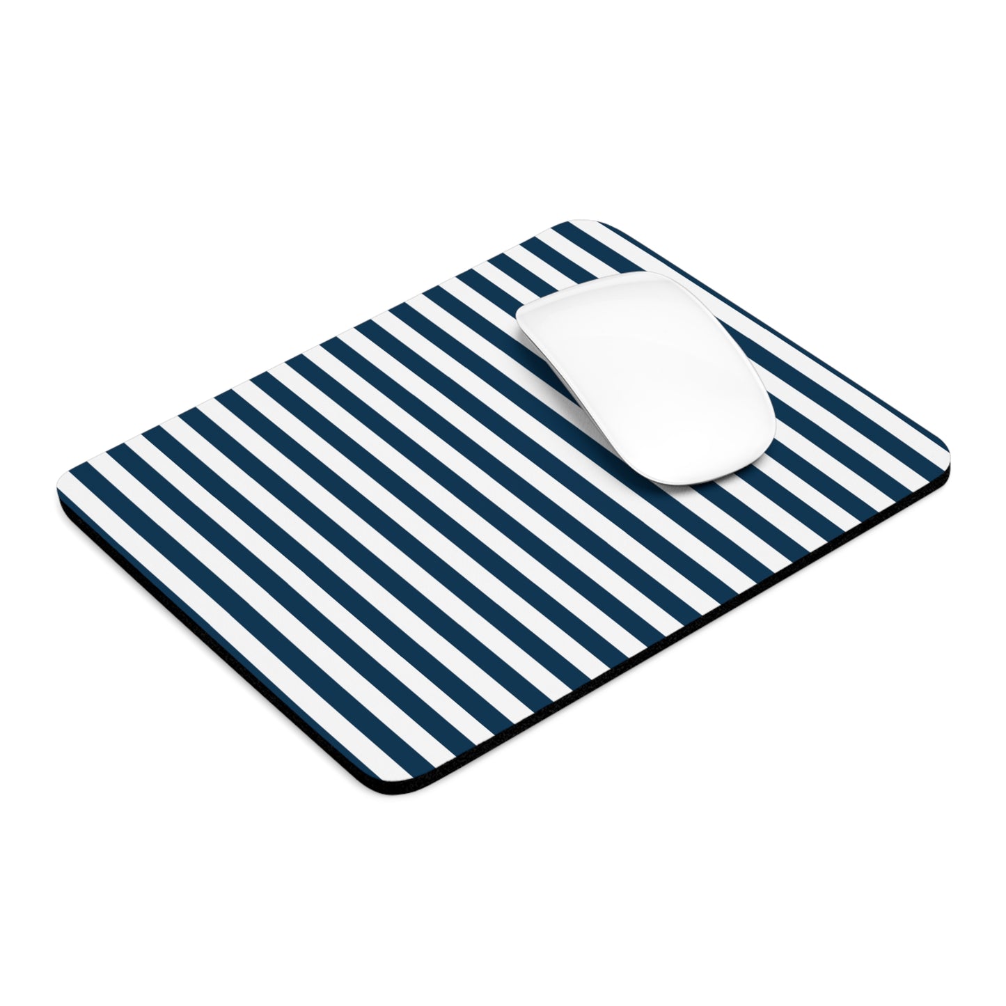 Navy Blue Stripes Mousepad Classic Royal Blue Desk Mat Dark Blue and White Striped Mouse Pad