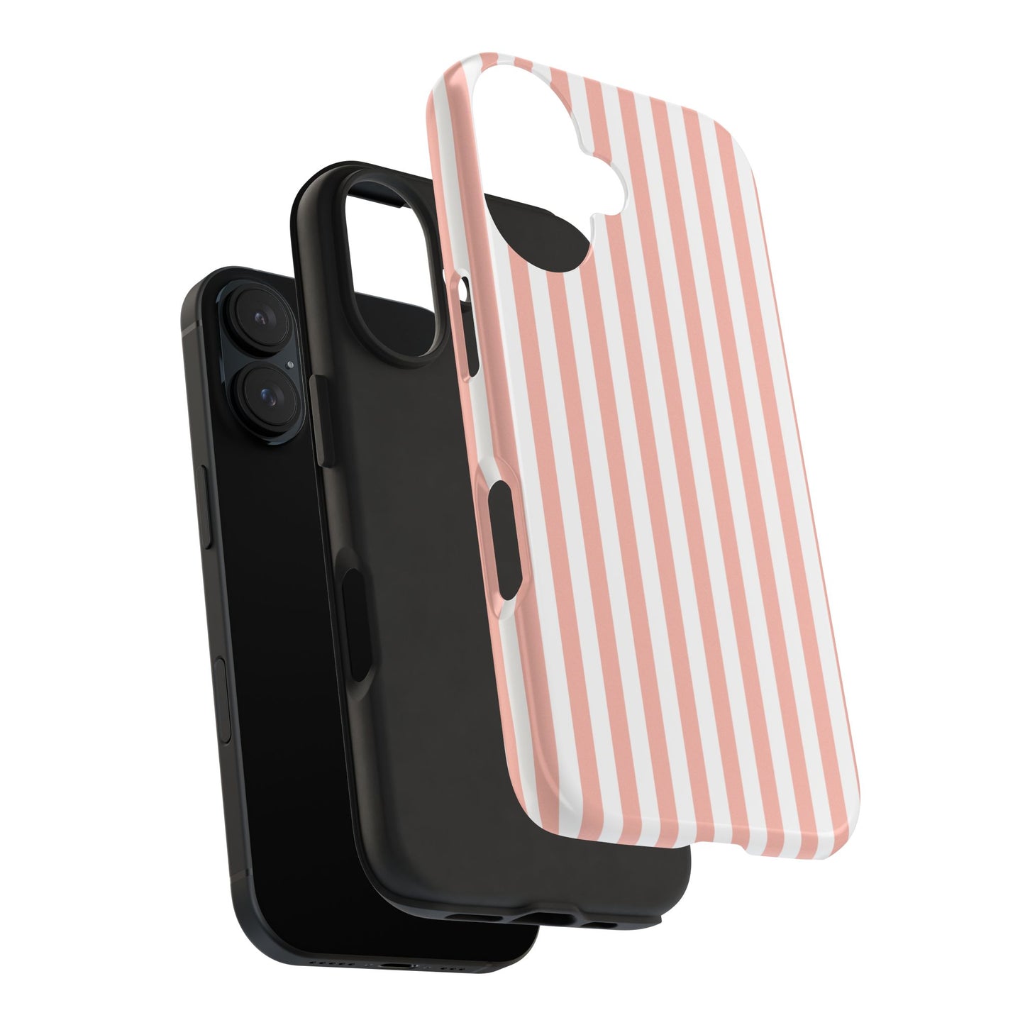 Coral Pink Stripes Tough Phone Case for iPhone and Samsung Galaxy