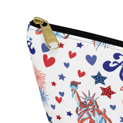 America the Beautiful Accessory Pouch with T-bottom Pouch for Makeup Small Bag for School Supplies Cute Summer Zipper Pouch