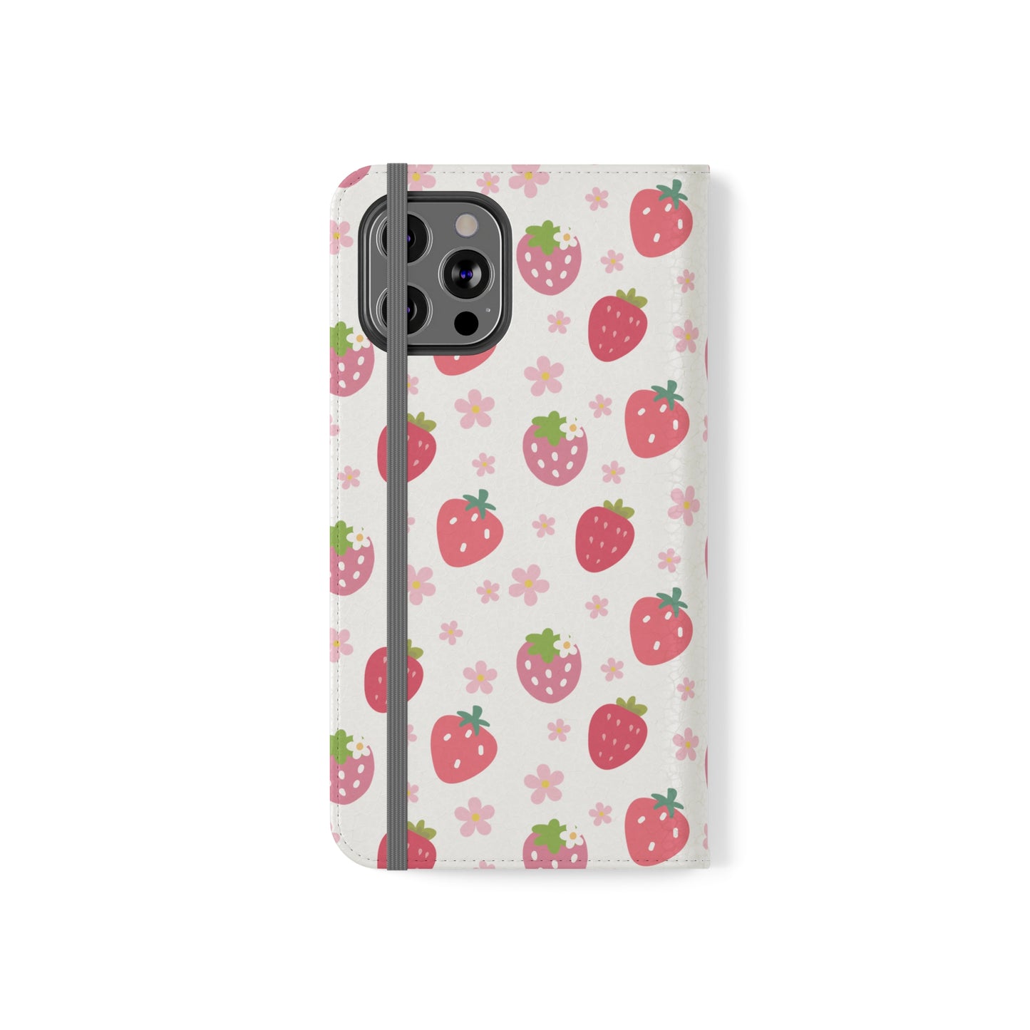 Strawberries and Daisies Flip Phone Case Cover with Pockets - Phone Case - Kristine Celestine