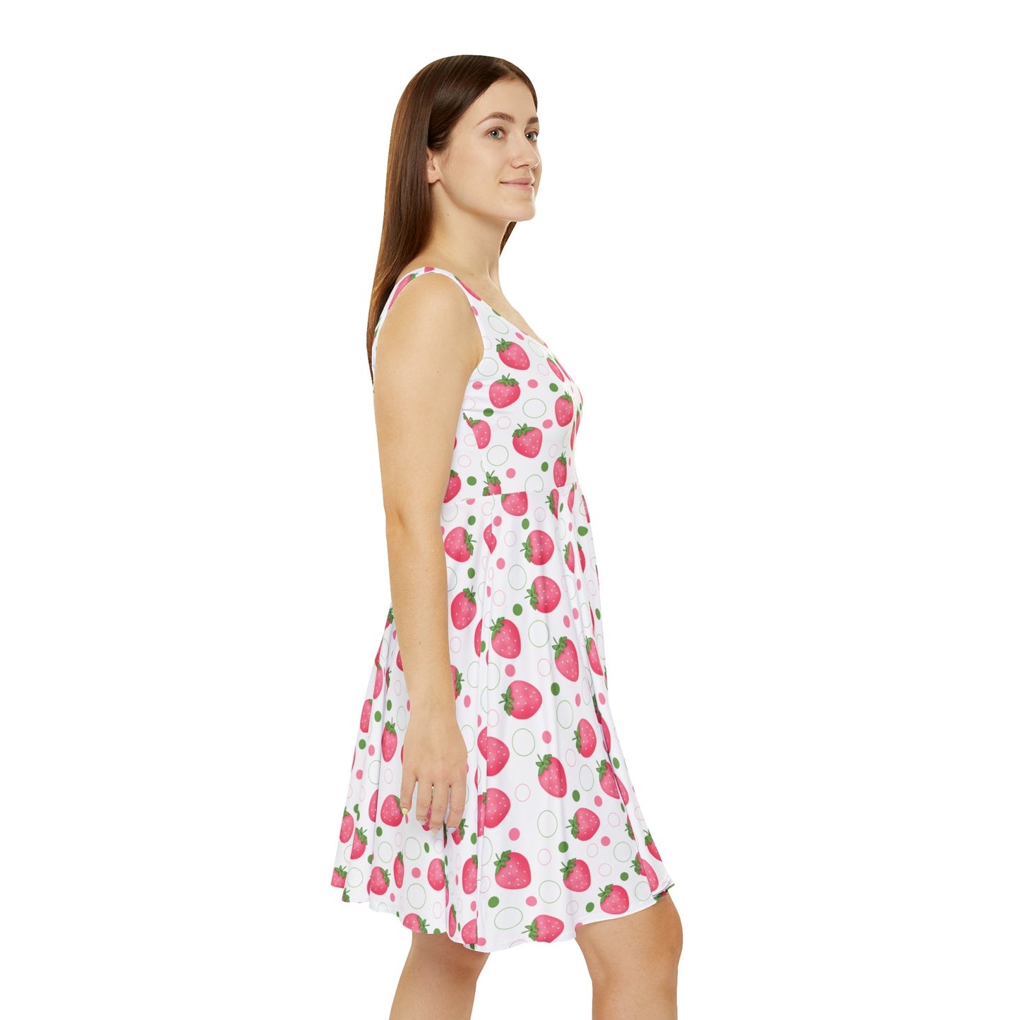 Pink Strawberry Bubbles Women's Skater Dress - Dress - Kristine Celestine