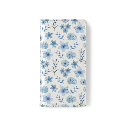 Snowy Blue Flowers Flip Phone Case Cover with Pockets - Phone Case - Kristine Celestine